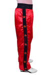 MAR-087A | Red & Black Kickboxing Trousers w/ Embroidered Writing