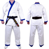 MAR-008 | White Karate Uniform w/ Blue Trim (8oz Fabric) + FREE BELT