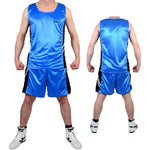 MAR-100A | Blue & Black Boxing Shorts & Vest w/ White Lines