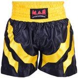 MAR-101B | Black Boxing Shorts w/ Yellow Stripes