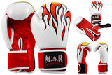 MAR-182 | White Flame Print Boxing/Kickboxing Gloves for Kids