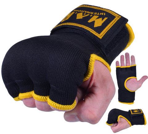 MAR-119D | Black Hand Wrap Mitts w/ Gel Padded Knuckles