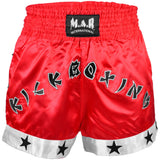 MAR-091E | Red Kickboxing & Thai Boxing Shorts w/ Stars