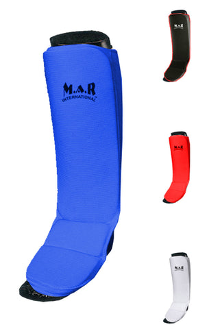 MAR-172D | Blue MMA Elasticated Fabric Shin & Instep Guard