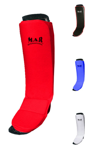 MAR-172C | Red MMA Elasticated Fabric Shin & Instep Guard