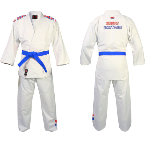 MAR-027 | White Great Britain Styled Judo/Jiu-Jitsu Competition Uniform + FREE BELT