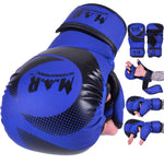 MAR-233F-N | Matte Blue/Black MAYA Leather Amateur MMA Gloves